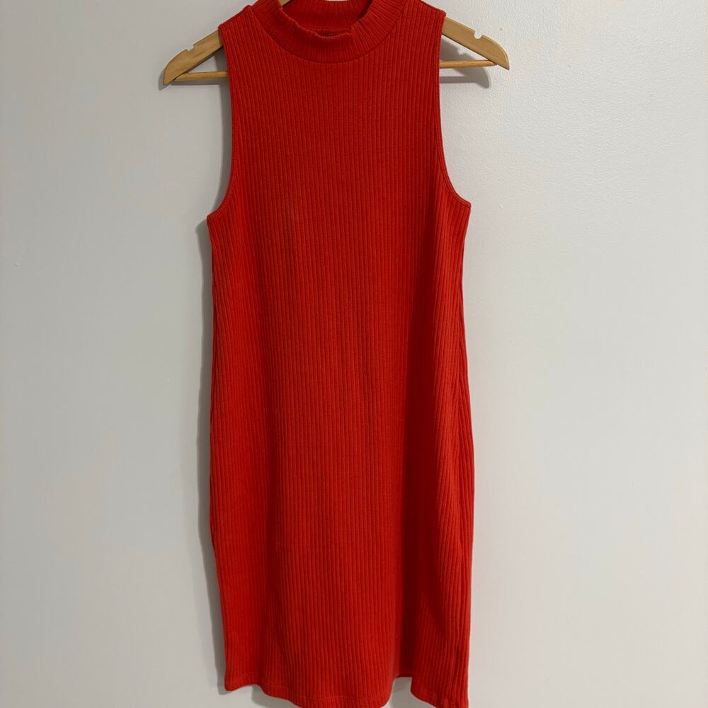 Old Navy Cotton Women's Large Fall Red Coral Dress Ribbed Boho